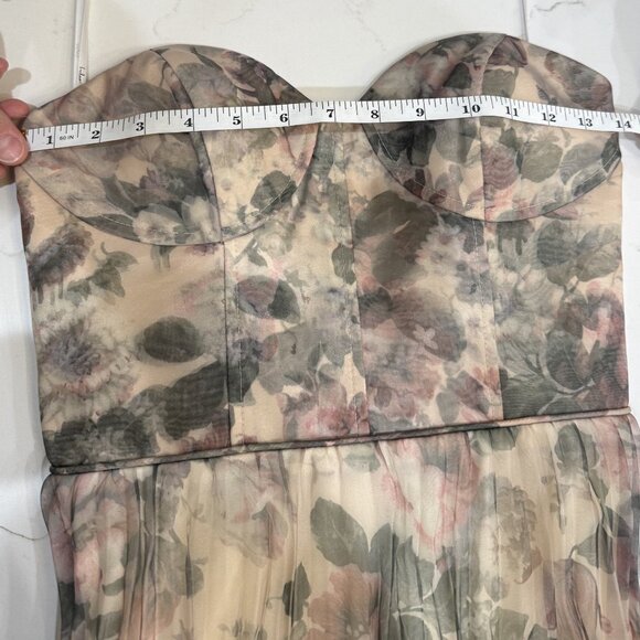 NWT Lulus Most Beautiful Day Ivory Multi Floral Print Organza Maxi Dress - Picture 8 of 9